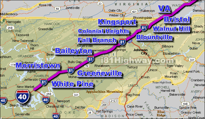 Interstate 81 TN Traffic Map