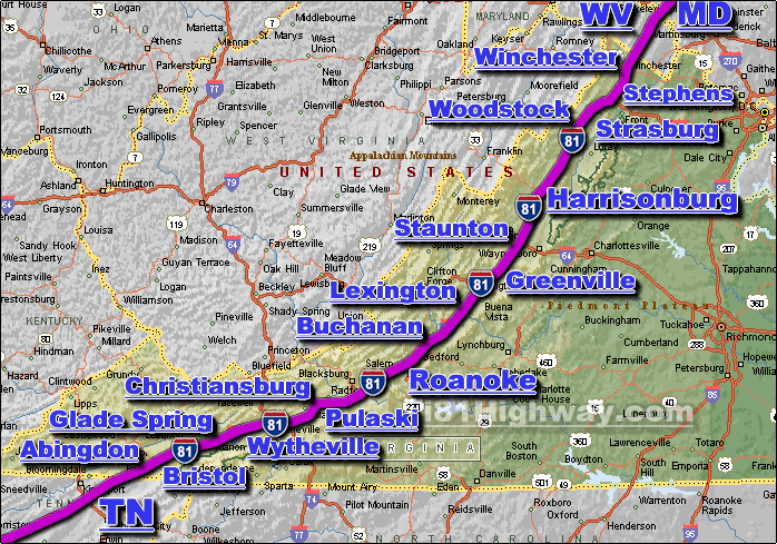 Interstate 81 VA Traffic Map